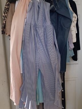 Purple Snow Blue and White Striped Sleeveless Jumpsuit